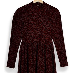 Topshop Animal Print Longsleeve Midi Dress-Size 10